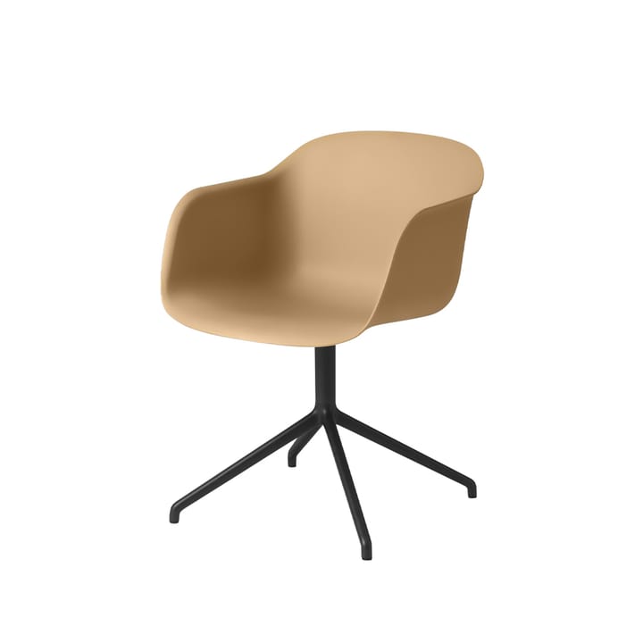 Fiber armchair swivel base with return krzesło biurowe - Ochre-anthracite black stojak - Muuto