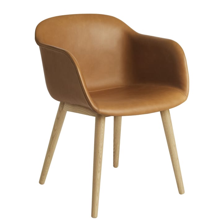 Fiber Armchair z drewnianymi nogami - Refine leather cognac-Oak - Muuto