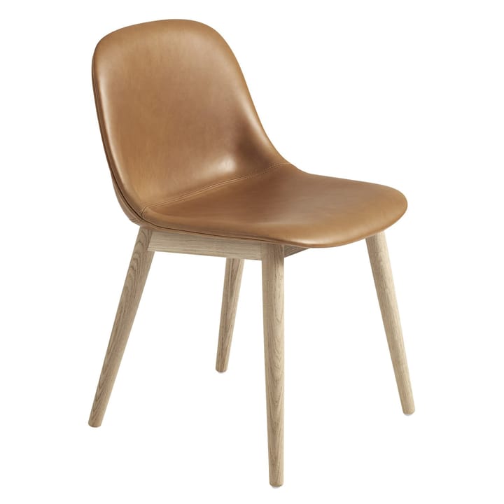 Fiber Side Chair z drewnianymi nogami - Refine leather cognac-Oak - Muuto