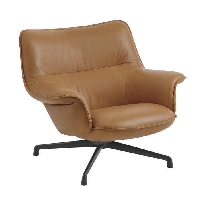 Fotel Doze niski, obrotowy - Refine leather cognac-black - Muuto