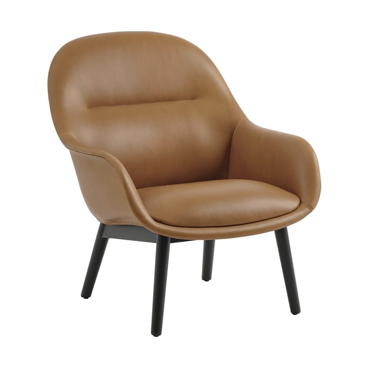 Fotel Fiber Lounge, dębowe nogi - Refine leather cognac-black - Muuto