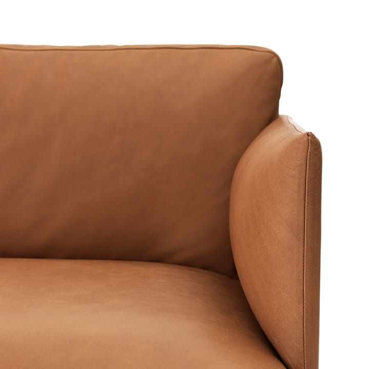 Outline sofa 3-osobowa skóra, Refine czarny-aluminiowe nogi Muuto