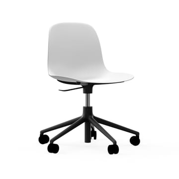 Form chair swivel 5W kontorskrzesło - biały, czarny aluminium, koła - Normann Copenhagen