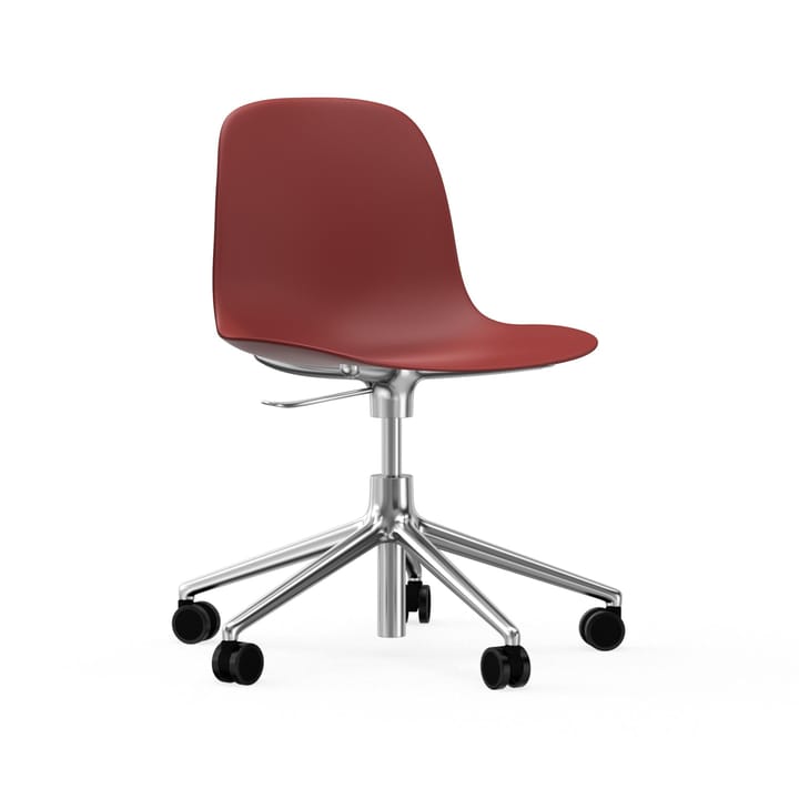 Form chair swivel 5W kontorskrzesło, czerwony, aluminium, koła Normann Copenhagen