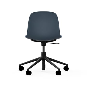 Form chair swivel 5W kontorskrzesło - niebieski, czarny aluminium, koła - Normann Copenhagen