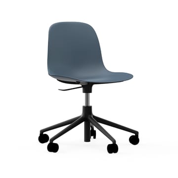 Form chair swivel 5W kontorskrzesło - niebieski, czarny aluminium, koła - Normann Copenhagen