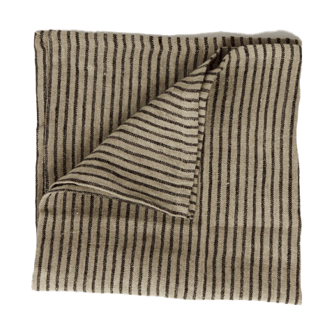 Serwetka lniana Stripe 45x45 cm - Czarny-piasek - Olsson & Jensen