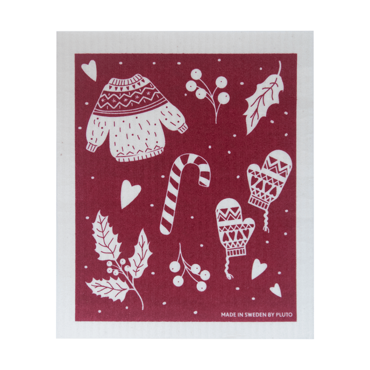 Ściereczka Winter 17x20 cm - Czerwono-szara - Pluto Design