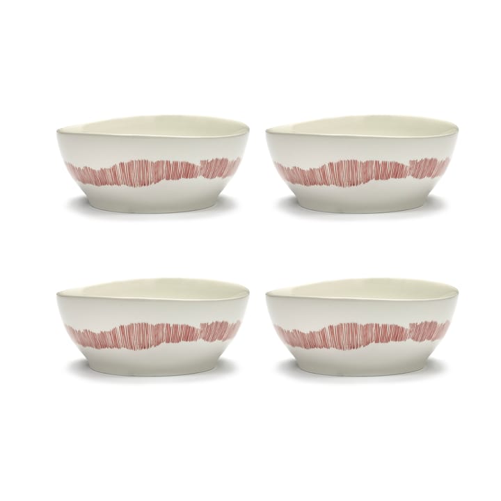 Miska Ottolenghi Feast L Ø17 cm 4-pak - White stripes-red - Serax