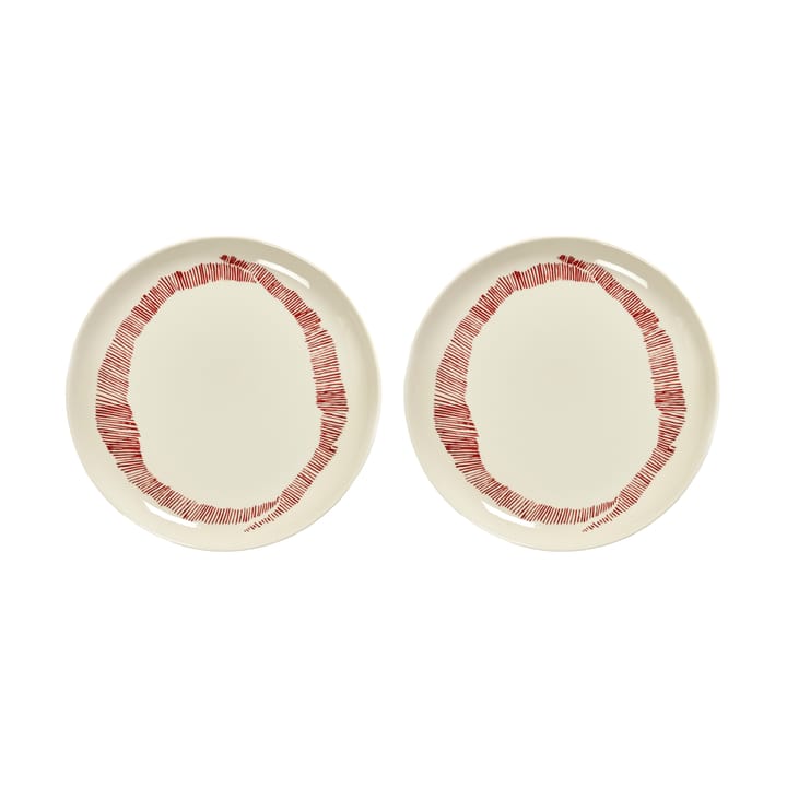 Ottolenghi Feast talerz M Ø22,5 cm 2-pak - White stripes-red - Serax