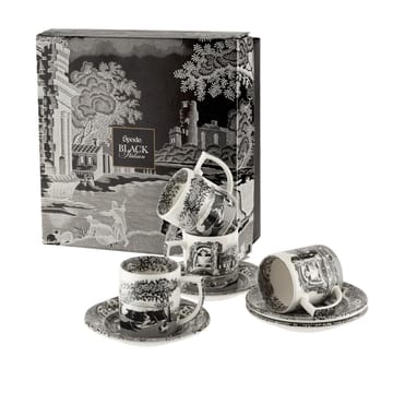 Black Italian filiżanka do espresso ze spodkiem 4-pak - 9 cl - Spode