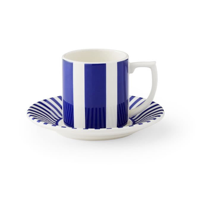 Filiżanka do espresso Steccato 8 cl i spodek Ø11 cm - Niebiesko-biały - Spode