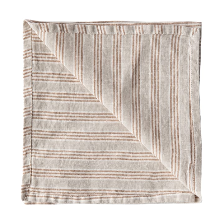 Serwetka z tkaniny Washed linen 45x45 cm - Orzechowy pasek - Tell Me More