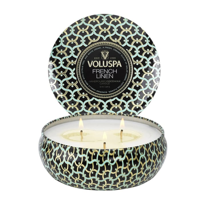 Maison Noir 3-wick Tin świeca zapachowa 40 godz., French Linen Voluspa