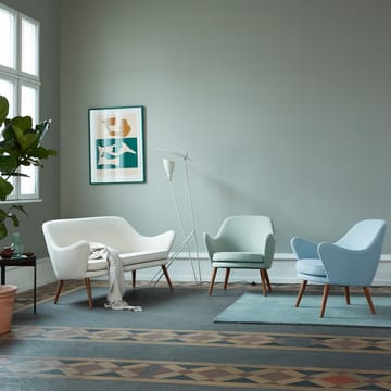 Dwell fotel - tkanina merit 014 minty grey, noga i wędzony dąb - Warm Nordic